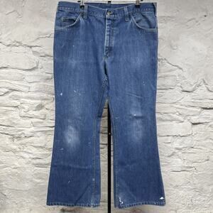 Big Smith Vintage 70s Flare Leg Jeans Western Bootcut Paint Splatters Distressed